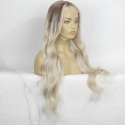 Faly | Ash Roots Loose Wavy 5x5 Lace Ombre Ash Blonde Wig For Women Human Hair