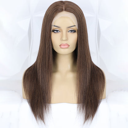 Sophia | Chesnut Brown Straight 13x6 Lace Frontal With Upgraded 4x4 Silk Base Glueless Human Hair Wig 200%