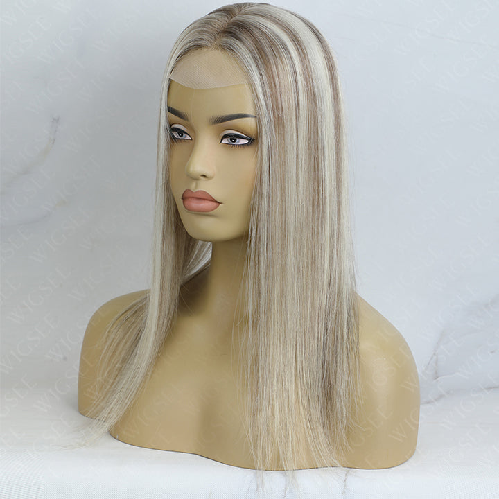 Kelly | Hair Topper Hand Made 5x6 Clip Hair Piece Mono Base Highlight Blonde European Remy Human Hair For Less Hair Women
