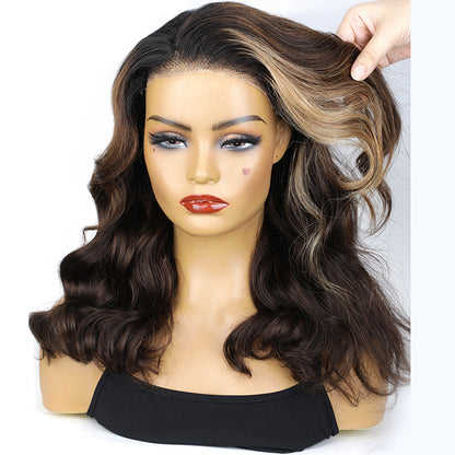 Blaire | Stylish Shoulder Length Wavy 5x5 Pre Cut Lace Glueless Wig With Black Roots Human Hair