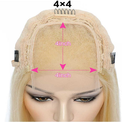 Lucsa Highlights Ash Blonde Straight 13x4 Frontal Human Hair Wig Glueless Wig