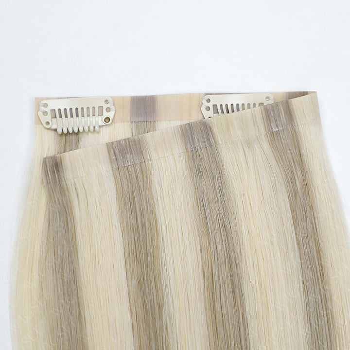 Ella | Clip In Hair Extensions Human Hair Highlight Color Seamless Weft (P