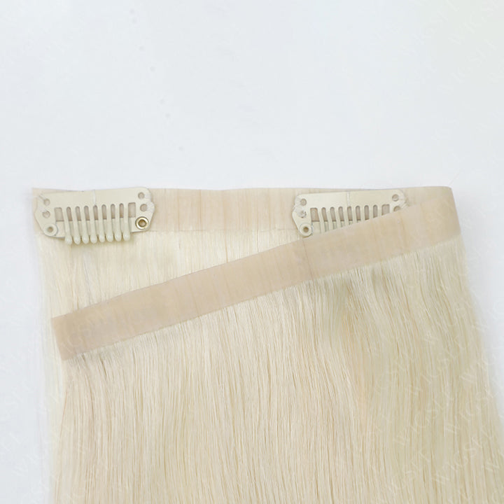 Sini | Clip In Hair Extensions Human Hair White Silver Seamless Weft (